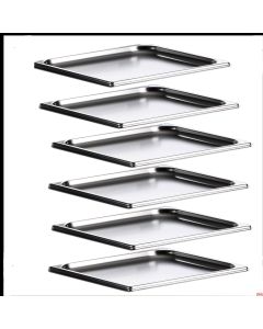 Spedizione a Gratis Set 6 pz Bacinelle espositori inox 18/10 Gastonorm 2/3 H 2 cm