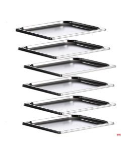 Spedizione a Gratis Set 6 pz Bacinelle espositori inox 18/10 Gastonorm 2/3 H 2 cm