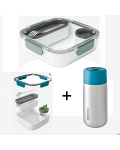 Porta pranzo a scomparti con Thermos per bevande calde/fredde con tappo ermetico in Inox