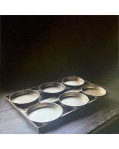 Teglia pizza in lamiera alluminata con tellaio 60 x 40 cm e 6 teglie Ø 18 x h 3,0 cm