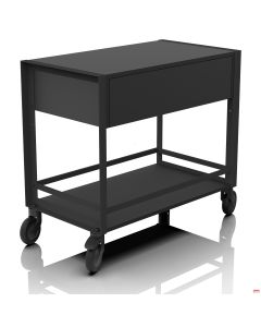 Carrello Servire con cassetto e 4 ruote Nero Opaco 90x50xH 82 cm