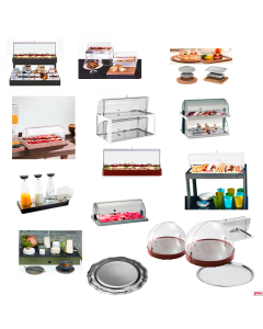 Vetrinetta refrigerata con alzata e base in acciaio inox marrone