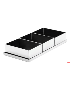Porta bustine Set 3 pz zucchero o tè con vassoio inox 21,5x11x h 4 cm