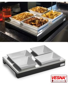 Espositore Bar neutro con 4 ciotole in porcellana Trendy