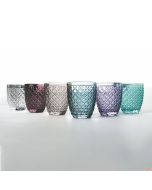 Bicchieri acqua Set 6 pezzi In vetro Superficie lavorata in rilievo Ø 8,1 x h 9,7 cm Castle