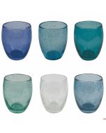 Bicchieri vetro soffiato Ø 9 x h 10 cm in 6 sfumature di Blu Acapulco Marea