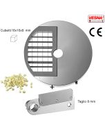 Disco e coltello tagliamozzarella misura cubetto 16X16x8 mm per Chef Pizza Inox Celme