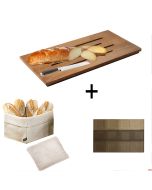 Tagliere Pane legno con Coltello Cestino e cuscino termico Pane Tovaglietta da tavolo Confezione 5 Pz Tutto Un Prezzo Spedizione Gratuita