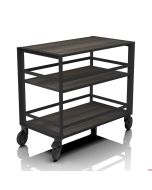 Carrello servizio sala multi funzione con 4 ruote effetto Rovere Bruciato 90x50xH 82 cm