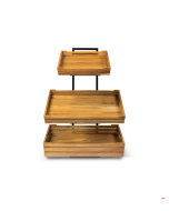 Espositore alimentare in acciaio verniciato nero 3 piani con cassette in legno