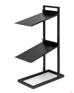 Espositore alimentare 3 piani per casette legno in acciaio verniciato nero