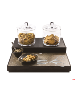 Espositore neutro in legno massello set completo wengè / bianco con pinza   