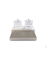 Espositore cereali completo set 40 x 40 cm bianco con 2 Vasi Domino   