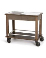 Carrello Flambè con piastra ad induzione in legno Rovere scuro 90x50xH80 cm