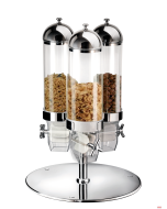 Distributore cereali triplo girevole ø 42 x H 60 cm Lt.3x3 in acciaio inox
