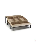 Espositore legno Set 3 struttura in alluminio colore nero 52,5x70xH 23,5 cm