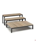 Espositore legno Set 4 struttura in alluminio colore nero 52,5x70x H 22,5 cm