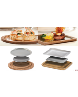 Vassoi riscaldati Ovali/Rettangolari C/base in legno Clicca l'immagine Piccola-x- sconto quantità 