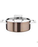 Casseruola trimetallo bassa con coperchio Ø 28 h 11 cm inox 18/10 Pinti Century