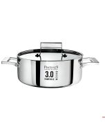 Casseruola trimetallo mezza fonda con coperchio Inox Ø 24 cm
