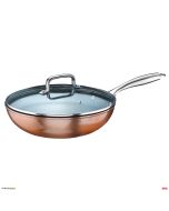 Padella Wok alluminio antiaderente forgiato Ø 28 cm con coperchio in vetro Materic