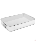 Teglia inox satinata rettangolare con manici snodabili 60 cm