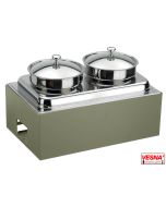 Zuppiera 2 stazioni riscaldata Lt.10 con base/Salvia collezione Caleido