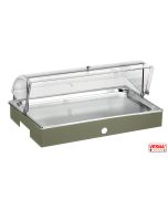 Vassoio per pasticceria inox con cupola e base Salvia
