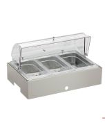 Vassoio refrigerato porta Yogurt Frutta Verdura sfusi in inox 18/10 con base Burro