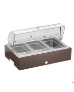 Vassoio refrigerato porta Yogurt Frutta Verdura sfusi in inox 18/10 con base Caffè