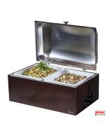 Chafing dish con 2 bacinelle in ceramica GN 1/2 e base in acciaio opzione 4 colori