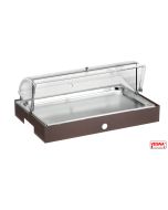 Vassoio per pasticceria inox neutro con cupola e base Caffè