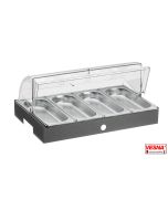 Porta verdure refrigerato 4 scomparti con Cupola e Base Carbone
