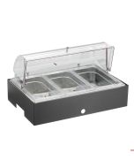 Vassoio refrigerato porta Yogurt Frutta Verdura sfusi in inox 18/10 con base Carbone