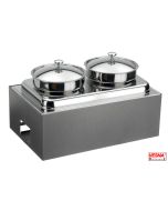 Zuppiera 2 stazioni riscaldata Lt.10 con base/Carbone collezione Caleido