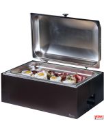 Chafing dish riscaldato a fiamma o resistenza completa base colore Caffe