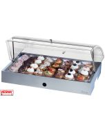 Espositore pasticceria neutro inox con cupola e base in 4 colori
