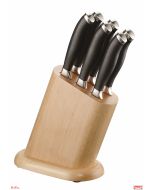 Coltelli professionali per bistecca set 6 pezzi inox senza sega con ceppo in legno