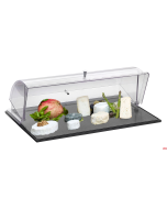 Vassoio neutro per formaggi C/tagliere in polietilene inox 18/10 con cupola 54,7x34,20xh20,5 cm