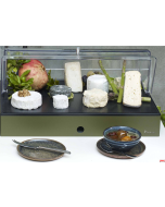 Espositore vassoio Formaggi neutro con tagliere cupola e base Salvia/Burro/Caffè/Carbone