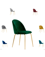 Sedie in velluto struttura robusta gambe metallo oro con opzione diversi colori