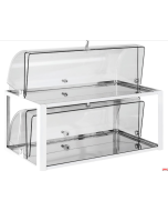 Alzata Portabrioches doppio con 2 vassoi e cupole di protezione colore Bianco