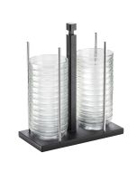 Porta ciotole 24 Pezzi con ciotole in vetro Ø 12 cm Wengè