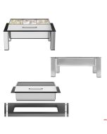 Chafing Dish professionali GN 1/1 inox coperchio in vetro/inox