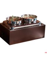 Zuppiere 2 stazioni riscaldata con fornelletti Lt.10 opzione colore base Salvia, Burro, Caffè, Carbone