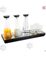 Set espositore refrigerato, 3 caraffe + base in legno bianca o wenge