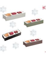 Espositori Pesce da tavola refrigerati piastra inox basi in 4 colori Caleido