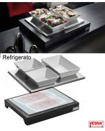 Espositore vassoio refrigerato con 3 ciotole in porcellana