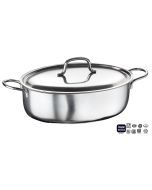 Casseruola inox 18/10 ovale con coperchio Ø 28