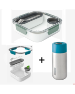 Porta pranzo a scomparti con Thermos per bevande calde/fredde con tappo ermetico in Inox